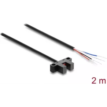 Delock 5 mm Gabel-Lichtschranke Typ K mit 4 offenen Kabelenden, NPN, Hell-/Dunkelschaltung, 2 m
