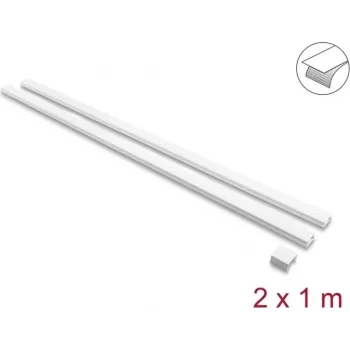 Delock Selbstklebender Kabelkanal mit Schiebedeckel 30 x 14 mm inkl. Verbinder - 1 m, 2er-Pack, Weiß