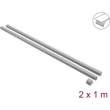 Delock Selbstklebender Kabelkanal mit Schiebedeckel 24 x 14 mm, 1 m, 2er-Pack, Grau, inkl. Verbinder