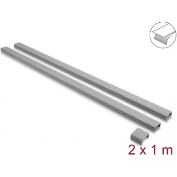 Delock selbstklebender Kabelkanal mit Schiebedeckel 30 x 14 mm, inkl. Verbinder, 1 m, 2er-Pack, Grau