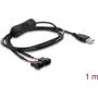 Delock USB Type-A Stecker auf 2 x 4-Pin Lüfteranschluss Kabel mit Ein-/Ausschalter, 1 m, Schwarz