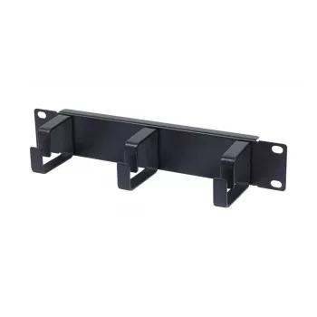 ALLNET ALL-S0002263 10-Zoll Kabelführungsplatte, 1HE, Metall mit 3 Bügeln, schwarz