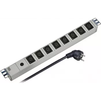EFB Elektronik 691697 1U 19-Zoll Rack-Mount PDU, 8x IEC C13 Ausgänge, 10A, 250V, Aluminiumgehäuse, Ein/Aus-Schalter