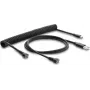 Delock Magnetisches Spiralkabel USB 2.0 Typ-A Stecker auf Pogo 4-Pin Stecker + USB Typ-C Stecker auf Pogo 4-Pin Buchse Adapter-Set Schwarz 1,5 m