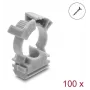 Delock Kabelschutzhalter mit Verschlussclip, schraubbar für 16 mm Kabelschutzschlauch, 100 Stück, Grau