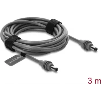 Delock 91824 DC 5,5 x 2,1 mm auf DC 5,5 x 2,1 mm Stromkabel für Starlink Mini, 3 m, Grau