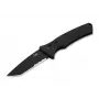 Heckler & Koch FD01 Automatikmesser Tanto D2, schwarzer Aluminiumgriff, D2-Stahlklinge, Druckknopfverriegelung, 85mm Klinge