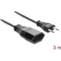 Delock Europlug-Verlängerungskabel CEE 7/16 Stecker auf Kupplung 2 x 0,75 mm², 3 m, Schwarz