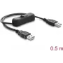 Delock USB-Stromkabel Typ-A Stecker auf Stecker mit Schalter 0,5 m