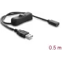 Delock USB-Stromkabel Typ-A Stecker auf USB Typ-C Buchse mit Schalter 0,5 m
