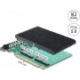 Delock PCI Express 5.0 x16 Karte auf 4 x interne NVMe M.2 Key M mit Kühlkörper - Bifurkation