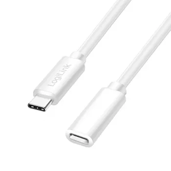 LogiLink USB 2.0 Type-C Verlängerungskabel, C/M auf C/F, 480 Mbps, 60W, Weiß, 3 m