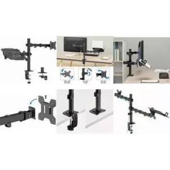 LogiLink BP0220 Monitor- und Notebook-Tischhalterung, 17 Zoll-32 Zoll, 10kg Monitor, 9kg Laptop, Schwarz