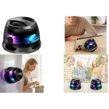 LogiLink SP0073 Tragbarer Bluetooth 5.4 TWS-Lautsprecher mit Magnetsaugfuß, LED-Beleuchtung, IPX5 Spritzwasserschutz, Schwarz
