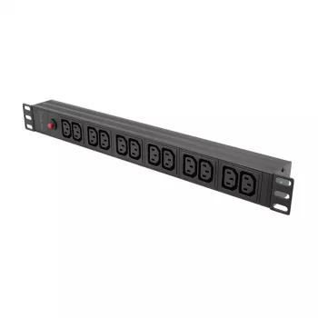 LogiLink 19 Zoll 1U Rack-PDU mit 12x IEC C13 Steckdosen, 10A, mit Überlastschutz
