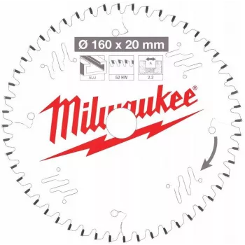 Milwaukee Kreissägeblatt 160x20x2,2x52z TF Aluminium