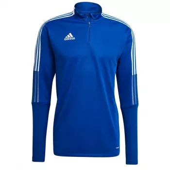 adidas Tiro 21 Trainingsshirt Herren Team Royal Blue/Weiß Langarm Viertelreißverschluss Sweatshirt XL