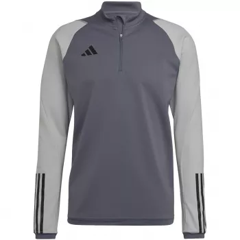 adidas Tiro 23 Competition Trainings-Top Herren Team Grey Four Slim Fit Viertelreißverschluss Langarm AEROREADY Recyceltes Polyester HU1316