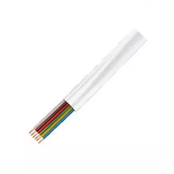 LogiLink CM06W Flachtelefonkabel, 6-adrig CCA, 6x 0,12 mm, Weiß, 100 m Ring