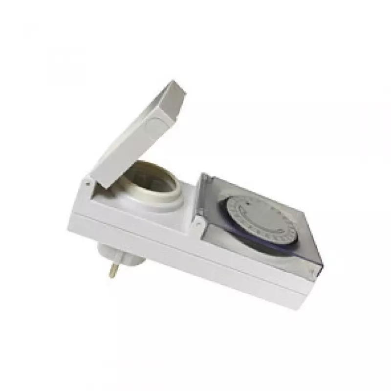 LogiLink ET0006 Zeitschaltuhr mechanisch für Außenbereich, IP44, 3680 W, 16 A, Tagesprogramm, 96 Segmente, 15-Minuten-Intervalle, Schuko, Schwarz/Grau