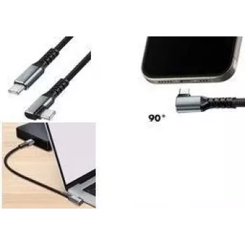 LogiLink USB 3.2 Gen 1 USB-C auf USB-C Kabel, 90° abgewinkelt, 2 m, Schwarz/Grau, 5 Gbit/s, 60W PD, 4K Video