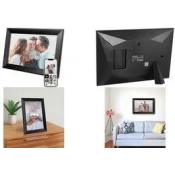 LogiLink Digitaler Bilderrahmen 10,1 Zoll IPS-Touchscreen Wi-Fi mit Uhale-App, Schwarz