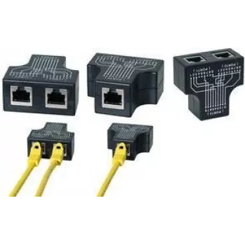 LogiLink RJ45 Port Doubler, T-Adapter, 1x RJ45 Buchse auf 2x RJ45 Buchse, 10/100 BaseT, Schwarz (MP0137)