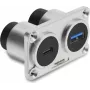 Delock Dual Panel Mount USB 3.2 Gen 1 Type-A Buchse + USB 3.2 Gen 2 Type-C Buchse mit 100 W Power Delivery, Silber