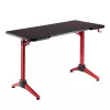 LogiLink Gaming-Schreibtisch, 120x60 cm, Tischplatte aus gehärtetem Glas mit RGB-Beleuchtung, roter Rahmen