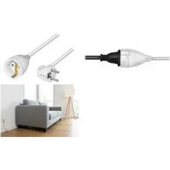 LogiLink LPS105 Verlängerungskabel, CEE 7/7 Winkelstecker auf CEE 7/3 Steckdose, 2 m, Weiß