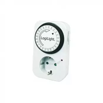 LogiLink Mechanische Zeitschaltuhr ET0001, Täglich programmierbar, 16A/3680W, 230V, Typ F Schuko, Weiß