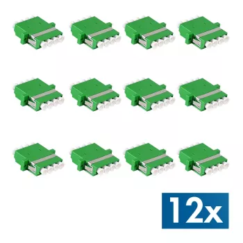 LogiLink LC Quad Glasfaser-Adapter-Set, 12 Stück, Grün, mit Flansch, SC Duplex Breakout