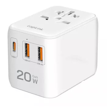 LogiLink PA0356 USB-A/C Reiseladegerät 20W GaN 3-Port Weiß
