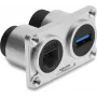Delock Dual Panel Mount Socket USB 5 Gbps Type-A Female + RJ45 Female Cat.6 Silber