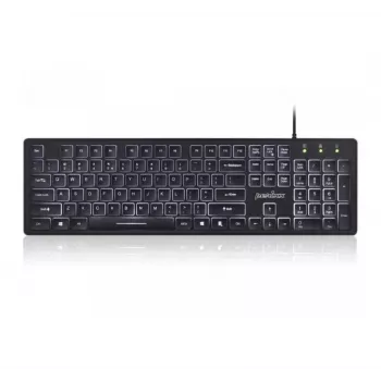Perixx PERIBOARD-317 Kabelgebundene Tastatur mit Hintergrundbeleuchtung, Schwarz, 105 Tasten QWERTY, Weiße LED, USB