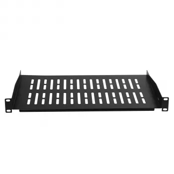 EFB Elektronik 19 inch 1U festes Rack-Regal, 350 mm tief, 10 kg Belastung, schwarz RAL 9005