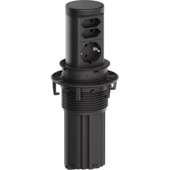 Bachmann ELEVATOR2 Tisch-Einbau-Steckdosenmodul 1x Schuko 2x Eurostecker Schwarz 0,5m