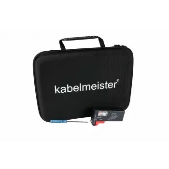 Kabelmeister Batterie-Aufbewahrungsbox mit integriertem Tester für AA, AAA, C, D, 9V und Knopfzellen - Schwarz