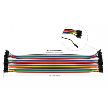 Kabelmeister 40-Pin Jumper Wire Set, 3 Bänder (Männlich-Männlich, Weiblich-Weiblich, Männlich-Weiblich), 20 cm, 24 AWG, Regenbogenfarben, für Arduino, Raspberry Pi, Breadboard