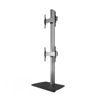 B-TECH AV SYSTEM X - Universeller Dual-Stack-Flachbildschirm-Bodenständer (VESA 600 x 400) - 2,4 m, Schwarz
