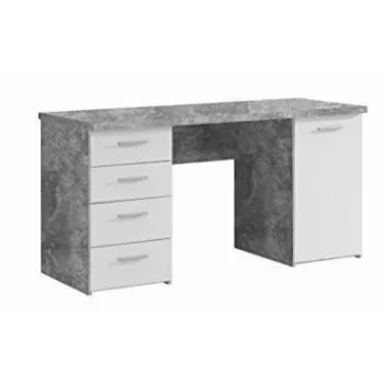 MT926-C264 Schreibtisch mit Betonoptik und weißem Stahlgestell, 120x60x75 cm