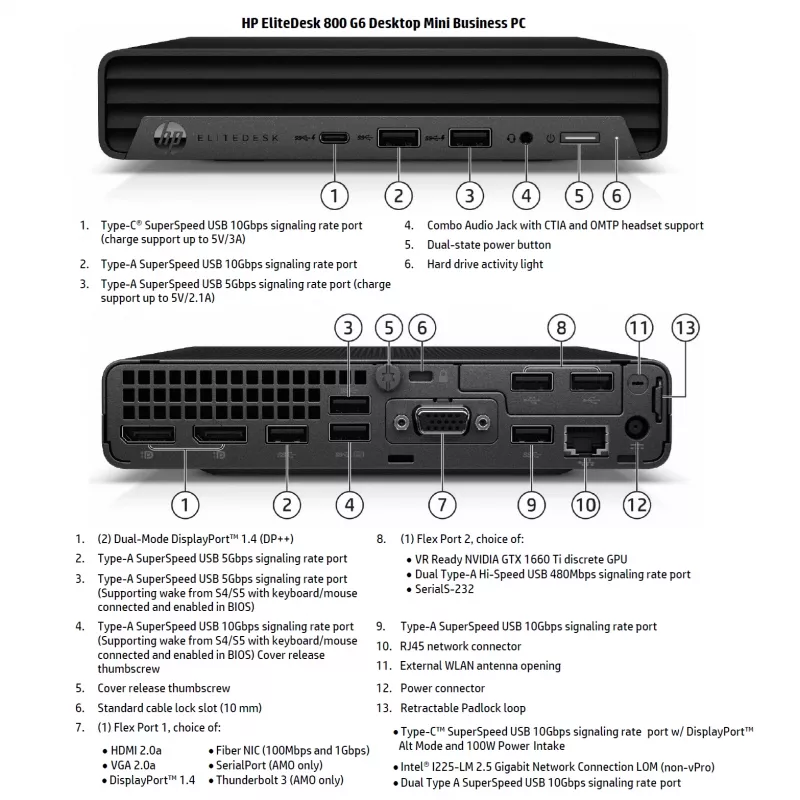 HP Renewed EliteDesk 800 G6 Desktop Mini PC - Intel Core i5-10500T, 16GB RAM, 256GB SSD, Intel UHD Graphics 630, Windows 11 Pro (Grad A)
