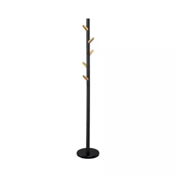 Freistehender Kleiderständer W66 Schwarz 177 cm, pulverbeschichteter Stahl, 15 kg Traglast