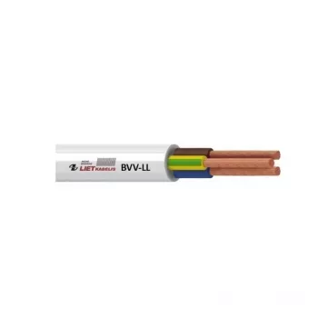 BVV-LL 2x1 mm² weißes PVC-isoliertes Elektrokabel, 50 m Rolle
