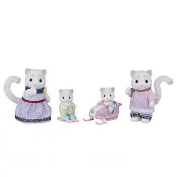 EPOCH Sylvanian Families Schneeleoparden-Familienfiguren-Set - 4 sammelbare Flockfiguren
