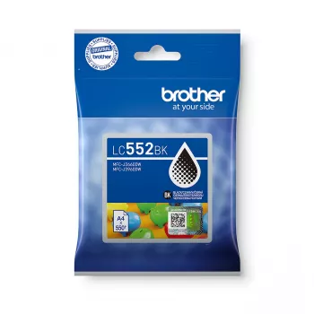Brother LC552BK Schwarze Tintenpatrone (600 Seiten, Pigmentbasiert, Original)