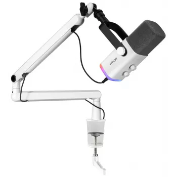 FIFINE TAM8W Dynamisches XLR/USB Podcast-Mikrofon mit Schwenkarm, Weiß