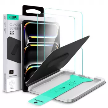 ESR Ultrafit Panzerglas-Displayschutz für Apple iPad Pro 11 Zoll (5./6. Generation, 2024-2025) - 2er-Pack