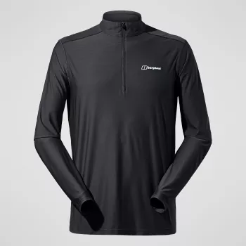 Berghaus 24/7 Tech Tee LS HZ Herren Langarmshirt mit halbem Reißverschluss, Tiefschwarz