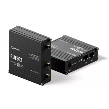 Teltonika Networks RUT202 4G LTE WLAN-Router, Dual-SIM, 2x Ethernet, DIN-Schienen-/Wandmontage, Aluminium
